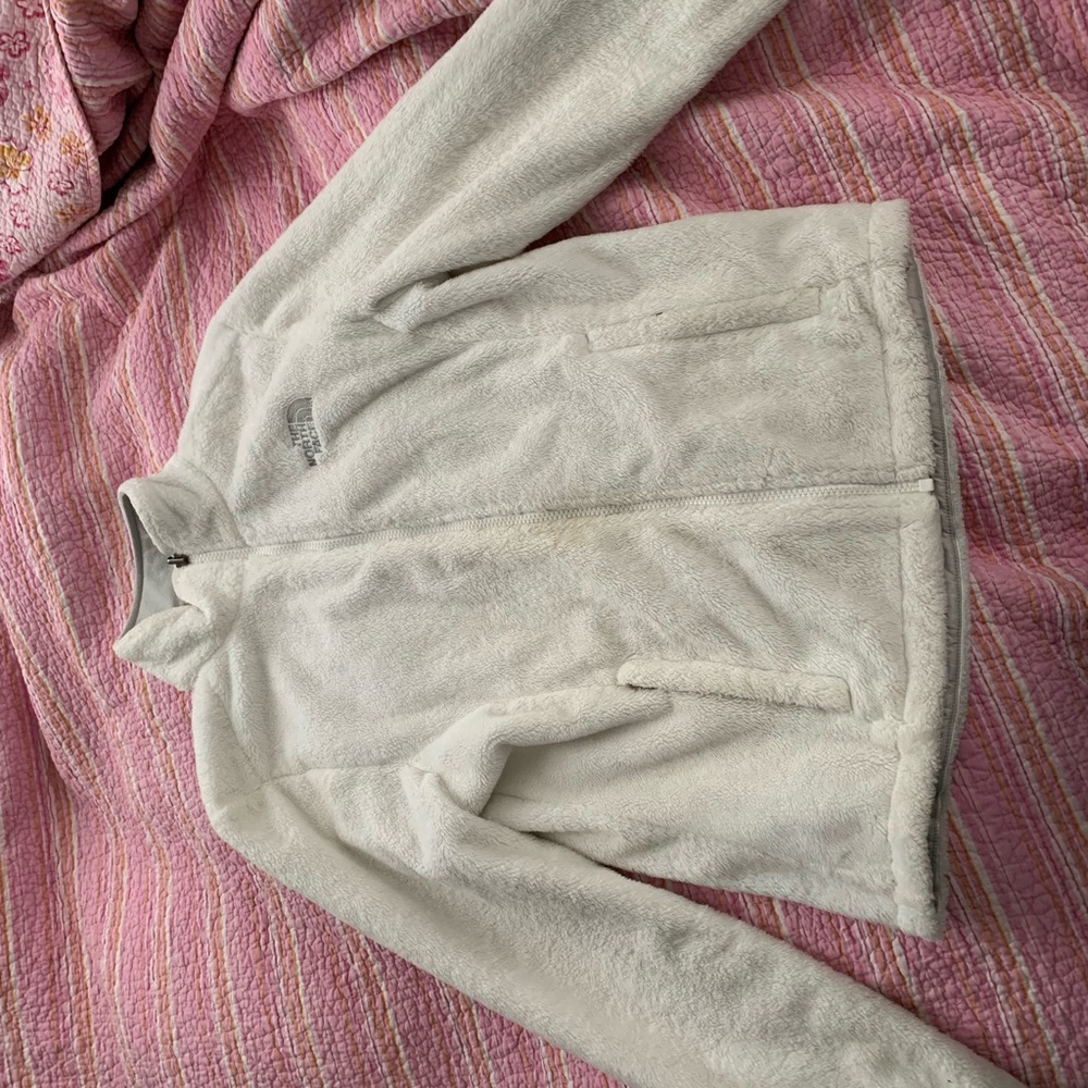 North Face white zip up